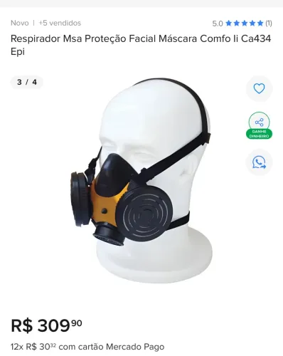 Máscara com filtro msa comfu ,tenho 2 unidades nova lacrado nunca usadas