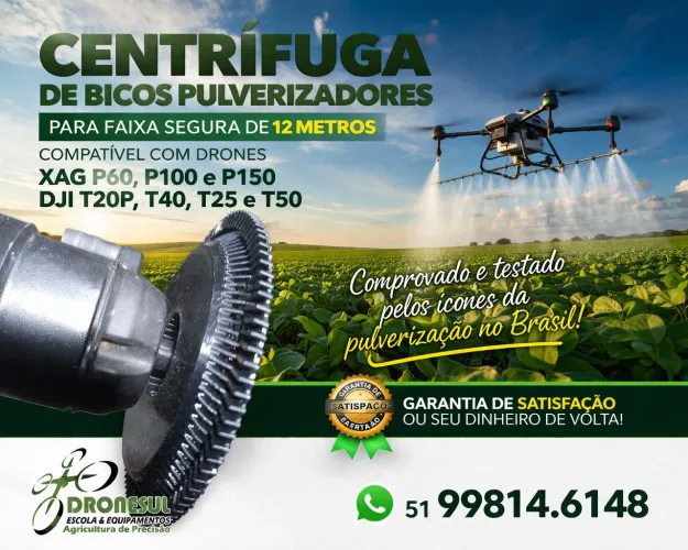 Centrifuga para bico pulverizador de drone XAG P60, P100 e P150, e DJI T20P, T40 T25 e T50