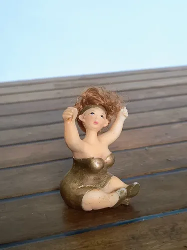 miniatura dançarina gordinha dourado ballet dança decoração vintage antigo antiquario 