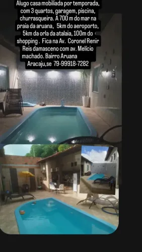 Casa para temporada mobiliada com piscina por diária