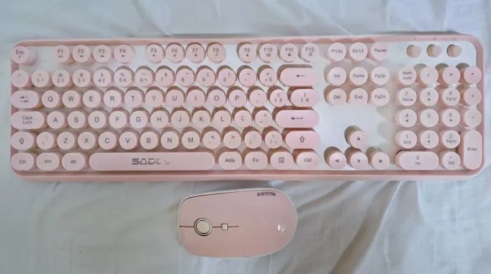 Teclado e Mouse sem fio rosa