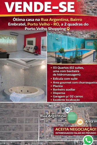 VENDE-SE CASA 2 QUADRAS DO PVH SHOPING