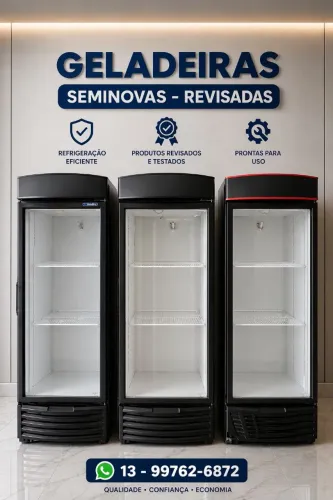 Geladeiras Verticais Expositoras para Refrigerantes, Seminovas, Revisadas com Garantia