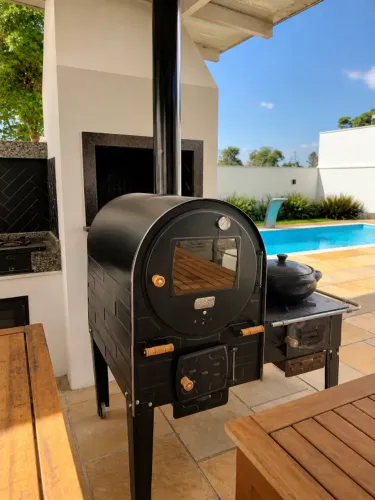 ? Forno + Fogão a Lenha Hidro FHIFI-MLE: Completo + Panelas + Chaminé