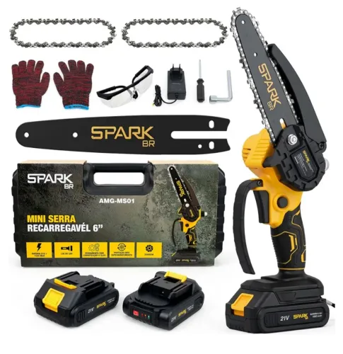 Mini Motosserra Elétrica SparkBR Recarregável