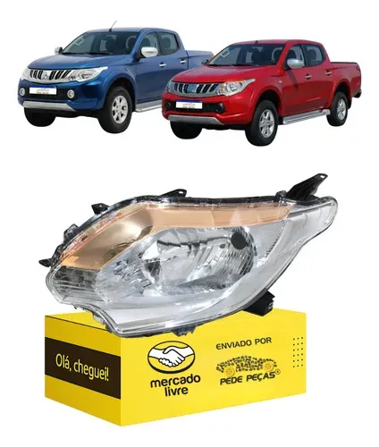 Farol Esquerdo L200 Triton 2017 2018 2019 Manual Cromado Esquerdo/motorista