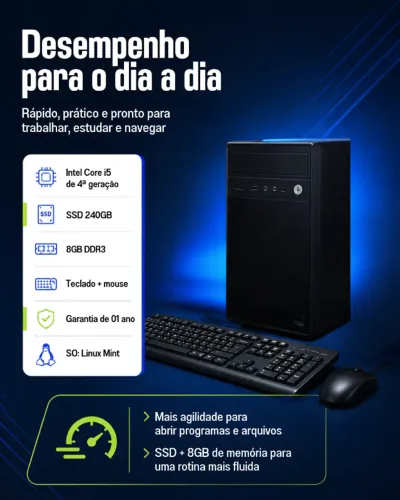 Computador Intel Core i5 4ªG / 8GB DDR3 / SSD 240GB