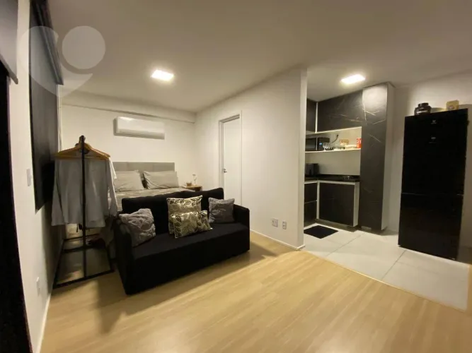 Studio 37,43m², mobiliado no SOU+ Icaraí, Torre Beach, frente piscina de borda infinita, a