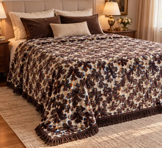 Colcha Vintage de Veludo/Chenille - Casal