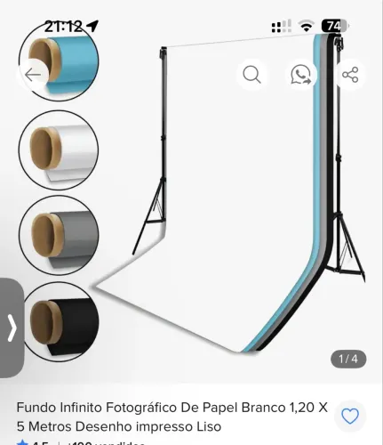 FUNDO Infinitivo FOTOGRÁFICO de papel BRANCO - NOVO LACRADO - 120x 5 metros 