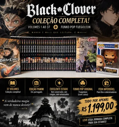 MANGÁ BLACK CLOVER COMPLETO 1 AO 37 + FUNKO FUEGOLEON