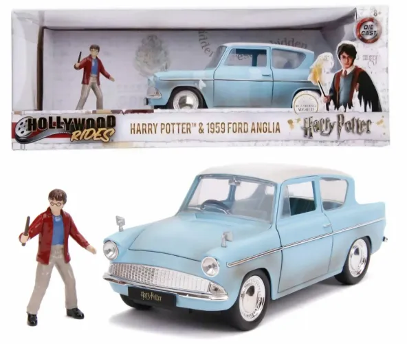 Miniatura 1959 Ford Anglia Harry Potter 18 cm Com Boneco Metal Jada Toys 1:24 Lacrado