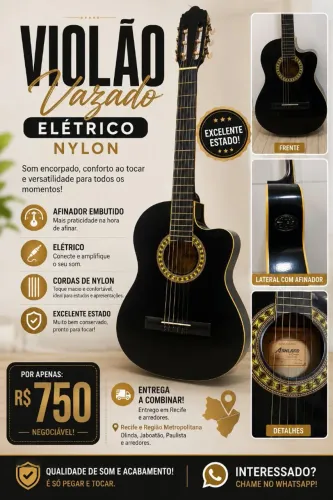 Violão Elétrico Ashland by Crafter Nylon com Afinador | Excelente Estado