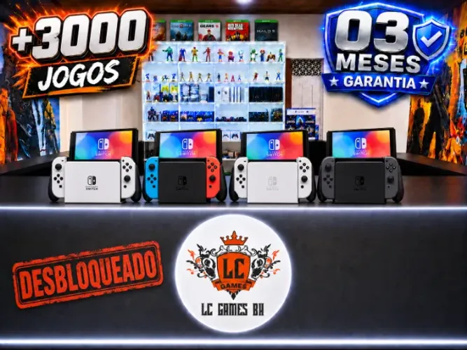 NINTENDO SWITCH OLED DESTRAVADO + 3OOO JOGOS + GARANTIA 03 MESES I LOJA FISICA BH