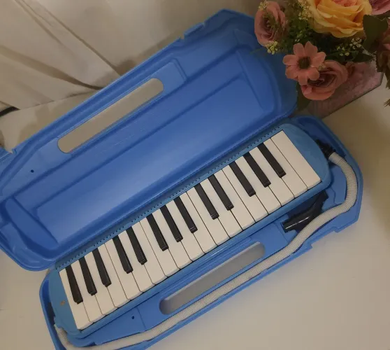 Escaleta piânica 32 teclas com case azul **Pouco Usada**