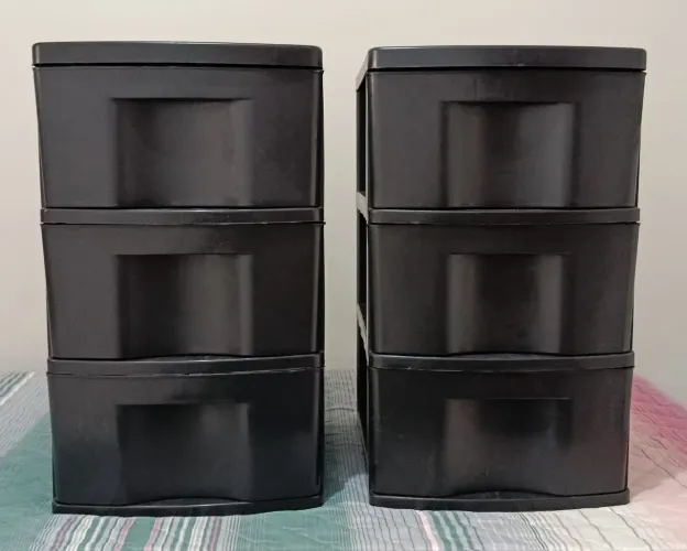 Gaveteiro empilhável 3 gavetas - preto - para organização
