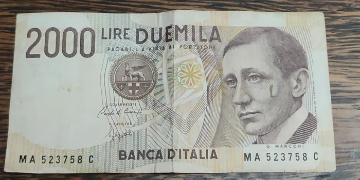 Nota Antiga 2000 Lire Itália Marconi - Colecionador