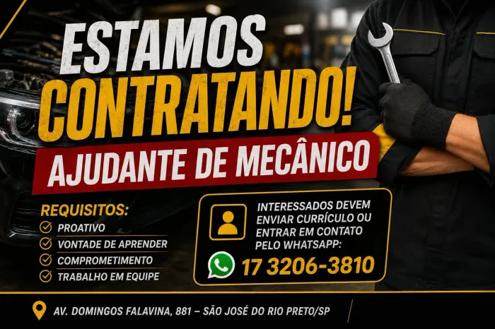 Ajudante de Mecânico para auto center