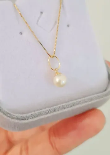 Colar veneziana c/ pérola  Ouro 18k