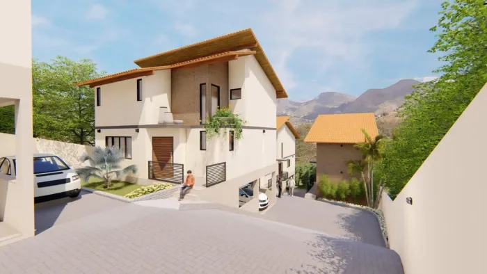 Casa em construção em pequeno condomínio nas Braunes