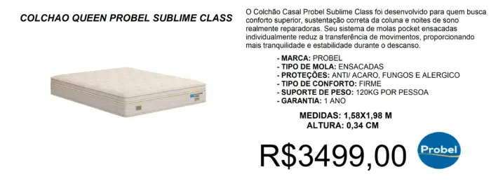 Colchão - sublime - queen - compre hoje e receba em até 72 horas