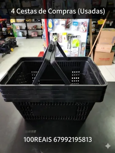 4 Cestas de Compras Plásticas (Usadas) - Ótimo Estado!