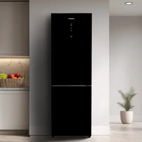Geladeira/Refrigerador Panasonic Frost Free Inverse Black Glass 397L 220V Seminova