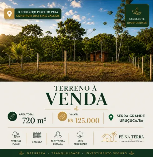 Dois Lote à Venda em Serra Grande - Uruçuca/BA | 720 m²