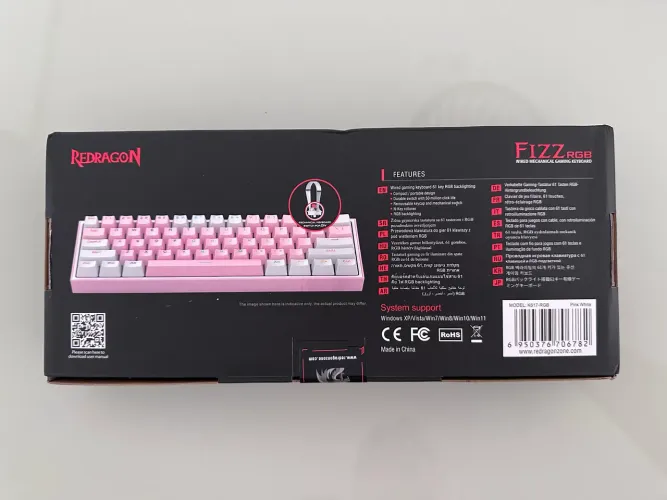Teclado gamer mecânico Redragon Fizz RGB, modelo K617