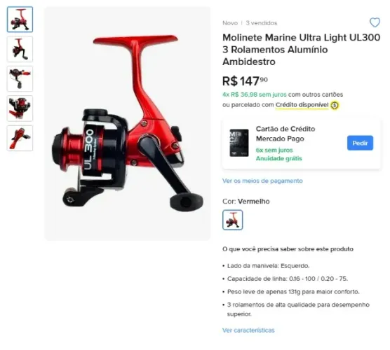 Molinete Marine Sports UL300 C/ Carretel Extra
