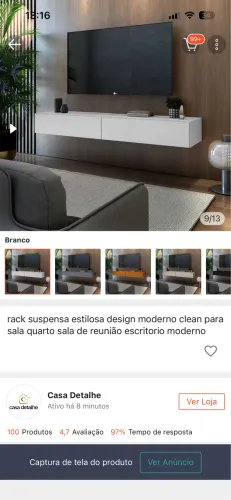 rack suspensa estilosa design moderno clean para sala quarto sala