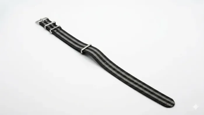 Pulseira para Relogio Nato Otan Preta com Listas Cinza 22mm