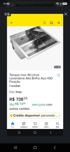 Tanque Inox 46L Oportunidade 