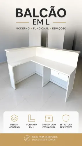 Mesa em L com gaveta