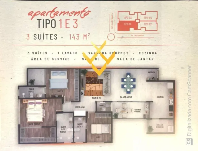 Apartamento residencial à venda no Centro de Divinópolis com 3 suítes e 2 vagas
