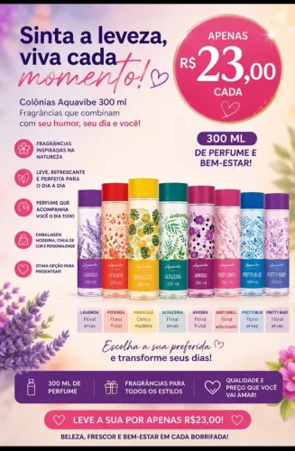 Vendo Body Splash Avon Aquavibe Refrescantes Colônia 300ml