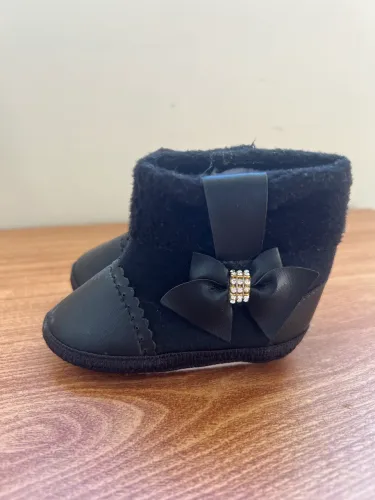 Bota Para Bebê Menina 16 Preta Quentinha