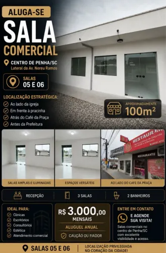 Alugo sala comercial no centro de Penha 