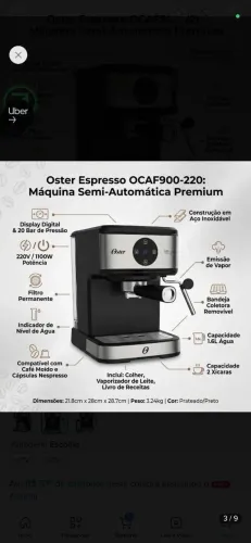 Cafeteira Espresso Double Digital Oster Cor Prateado/Preto