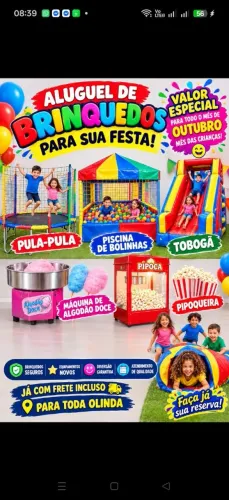  PULA PULA, PISCINA DE BOLINHA ,  ALGODÃO DOCE ,  PIPOQUEIRA , TOBAGAN , INFLAVEL , 