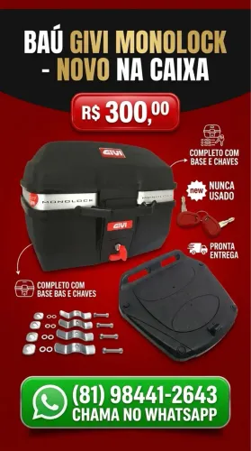 Baú Givi 27L traffic novo na caixa completo