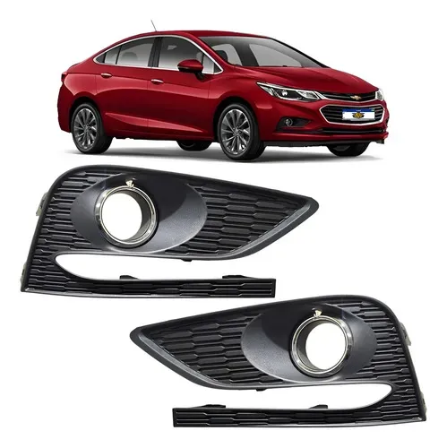 Par Moldura Farol Milha Cruze Sedan 2016 A 2019 Cromado Preto Ambos Lados