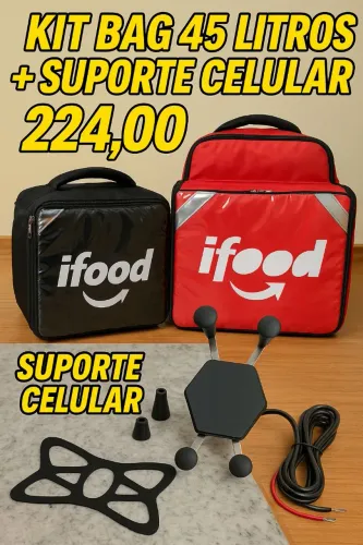 Kit Bag 45 Litros + Suporte Celular com Carregador 