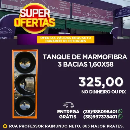 Tanque de Marmofibra 3 Bacias 160x58