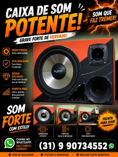 Caixa trio som automotivo 