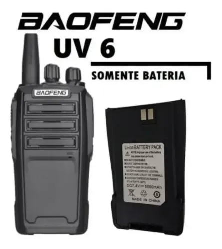 Bateria Baofeng UV6 7.4V 5000mAh para Rádio Comunicador