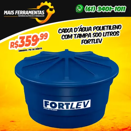 Caixa D'água Polietileno Com Tampa 500 Litros Fortlev