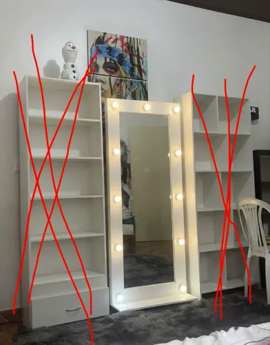 Espelho camarim com iluminação e rodinha