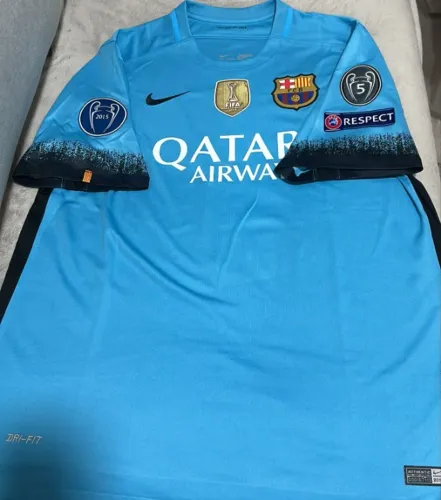 Camisa Barcelona 2016 Personalizada MESSI 10 com patch de campeao 2015 em veludo