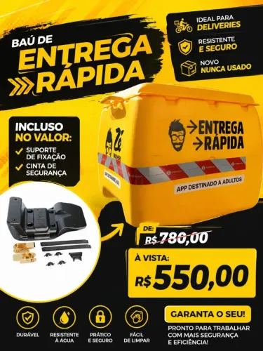 Baú de 140 litros com suporte pra motoboy